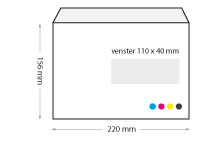 bedrukte enveloppen 220 x 156 mm venster links