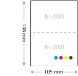 dubbel genummerde loten op A6 formaat (105 x 148 mm)