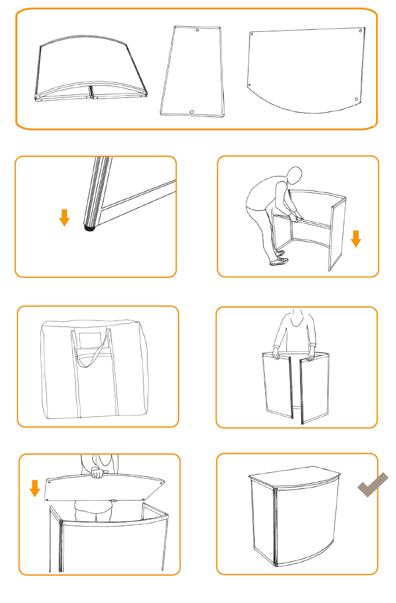 Instructies setup mobiele balie type Basic Counter gebogen
