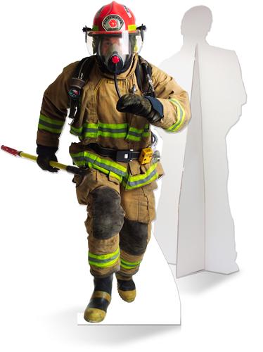 Levensgrote kartonnen brandweerman