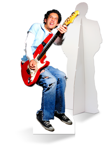 Levensgrote kartonnen gitarist