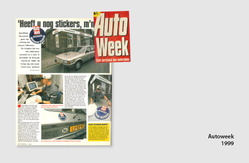 PIM Print in Autoweek, jaar 1999, artikel over autobelettering en stickers