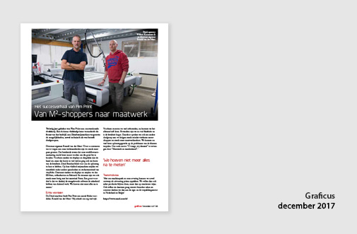 PIM Print in de Graficus van december 2017, perbericht over succes van werken met Zünd