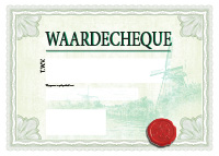 lichtgroene groot formaat cheque