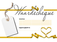 Gouden cheque op groot formaat