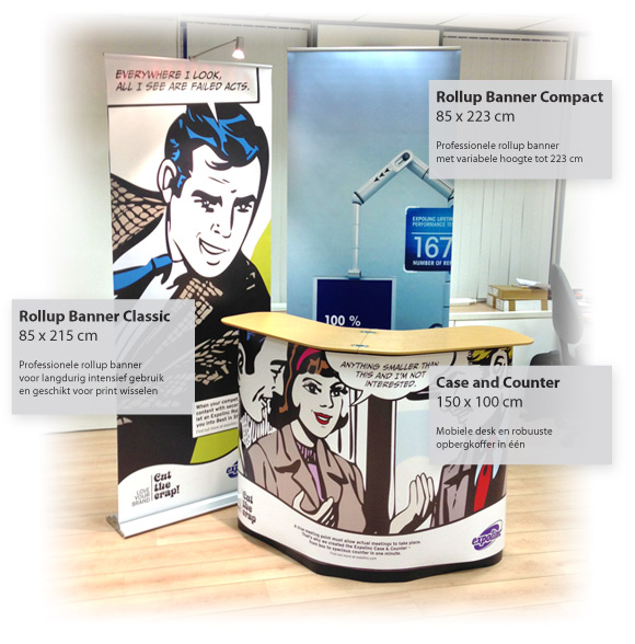 Expolinc garantie op Roll up banners en display systemen