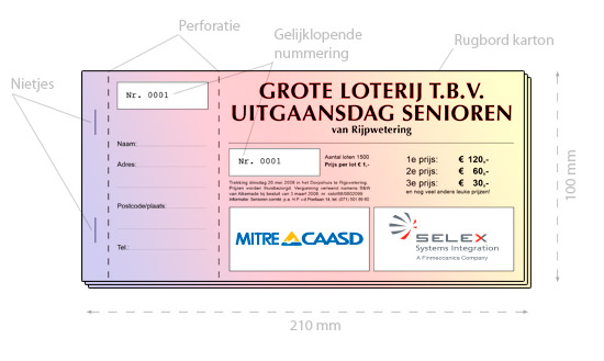 lotenboekjes á 50 afscheurbare loten bedrukt in kleur