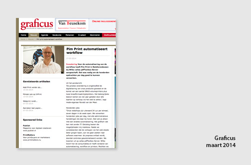 PIM Print in Graficus, jaar 2014, artikel over investering in automatisering