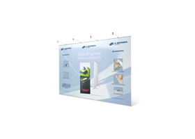 De 200 x 215 4screen popup banner beurswand, groot en sterk