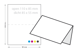 kort gevouwen visitekaartjes drukken open 110 x 85 mm